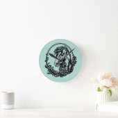 Pferdekopf mit Blume Runde Wanduhr (Zuhause)