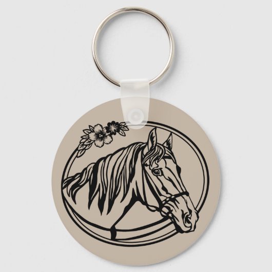 Pferdekopf mit Blume Schlüsselanhänger (Vorderseite)