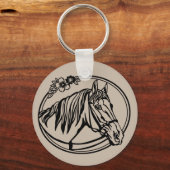 Pferdekopf mit Blume Schlüsselanhänger (Vorderseite)
