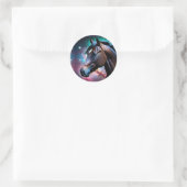 Pferdekopf mit Galaxy-Hintergrund Runder Aufkleber (Tasche)