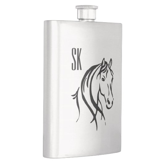 Pferdekopf-Monogramm Flachmann (Rechts)