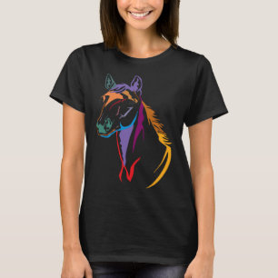 Pferdekopf-Motiv Reitpferd Reiter T-Shirt