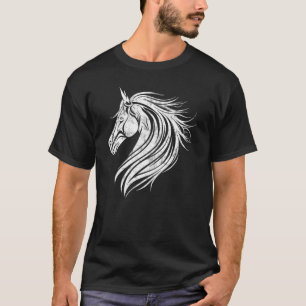 Pferdekopf Vektor Wildtier Sport Reiten Fan Liebha T-Shirt