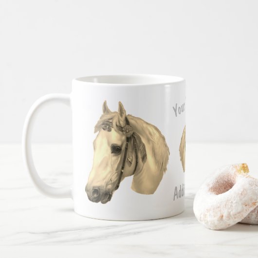 Pferdekopf Vintag Art 2 Personalisiert Kaffeetasse (Mit Donut)