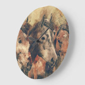 Pferdeköpfe Große Wanduhr (Winkel)