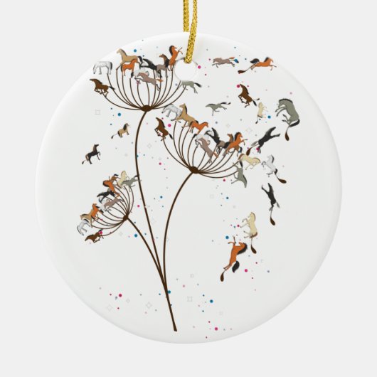 Pferdekronenreiten für Pferde im Lauf Keramik Ornament (Vorne)