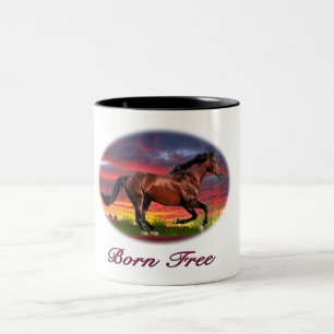 Pferdekunst frei geboren zweifarbige tasse