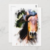 *~ Pferdekünstlerische Malerei PferdeEquine AR22 K Postkarte (Vorne/Hinten)