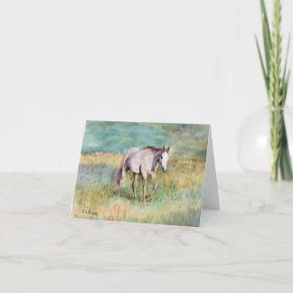 Pferdekunstmalerei Weißes Pferd Aquarellkarte Dankeskarte