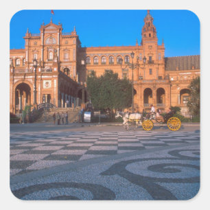 Pferdekutsche auf der Plaza de Espana in Quadratischer Aufkleber