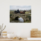 Pferdekutsche auf einer Steinbrücke Poster (Küche)