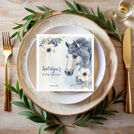 Pferdekutsche Babydusche mit Monogramm Serviette