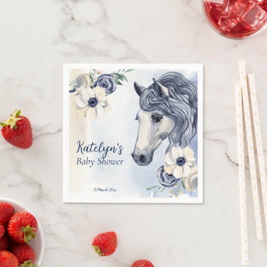 Pferdekutsche Babydusche mit Monogramm Serviette (Beispiel)