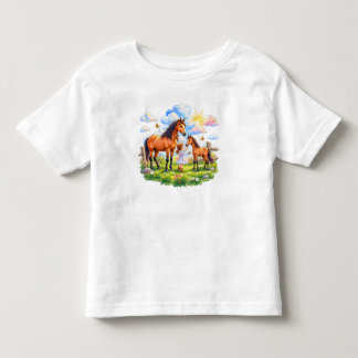 Pferdeliebe auf der Blumenwiese Kleinkind T-shirt