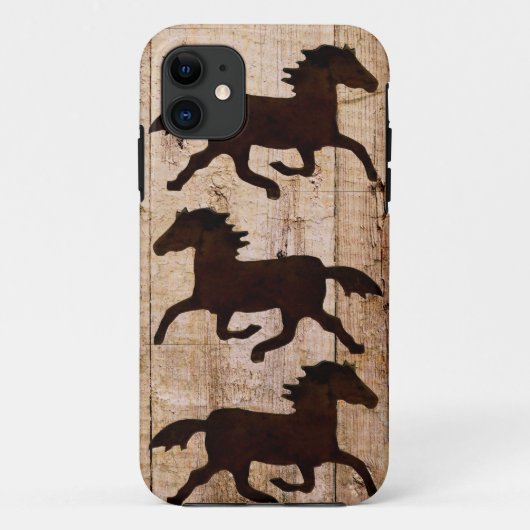 Pferdeliebhaber-Cowboy rustikaler hölzerner iPhone Case-Mate iPhone Hülle (Rückseite)