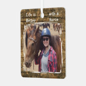 Pferdeliebhaber Foto heißt rosa grün rustikal Ornament Aus Metall (Vorderseite links)