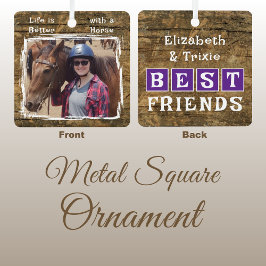 Pferdeliebhaber Foto Namen lila rustikal Ornament Aus Metall