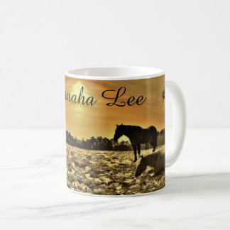 Pferdeliebhaber Personalisiert mit Namen Rustic Su Kaffeetasse