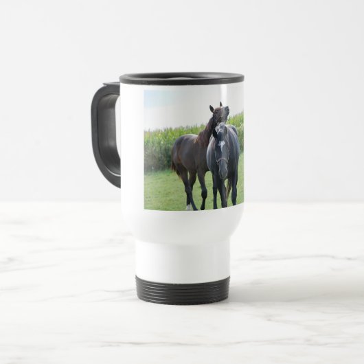 Pferdeliebhaber Reisebecher (Vorderseite Links)