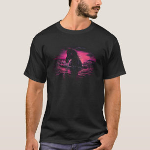 Pferdeliebhaber Reiten Equestrian Pink Sonnenunter T-Shirt