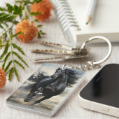 Pferdeliebhaber, schwarzer Hengst Schlüsselanhänger (Vorderseite rechts)