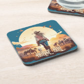 Pferdemädchen Cowgirl Pferdeliebhaber Wüstenunterg Getränkeuntersetzer (Linke Seite)
