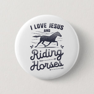 Pferdemädchen I Liebe Jesus und Reitpferde Button