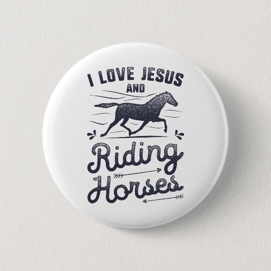 Pferdemädchen I Liebe Jesus und Reitpferde Button (Vorderseite)