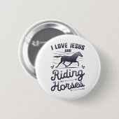 Pferdemädchen I Liebe Jesus und Reitpferde Button (Vorne & Hinten)