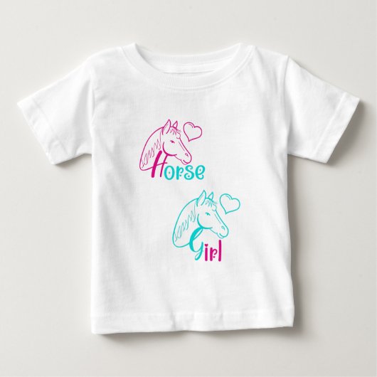 Pferdemädchen in Rosa und Türkis Baby T-shirt (Vorderseite)