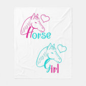 Pferdemädchen in Rosa und Türkis Fleecedecke (Vorderseite)