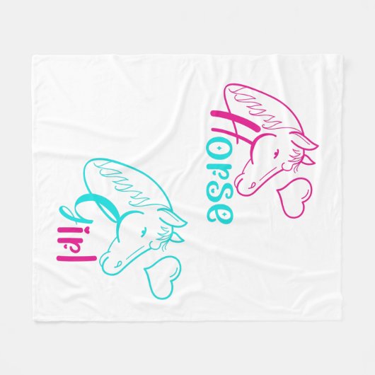 Pferdemädchen in Rosa und Türkis Fleecedecke (Vorderseite (Horizontal))