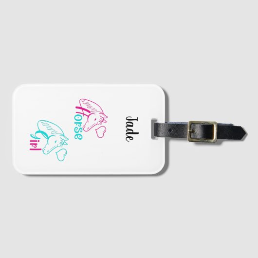 Pferdemädchen in Rosa und Türkis Gepäckanhänger (Vorderseite (Horizontal))