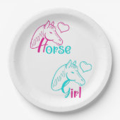 Pferdemädchen in Rosa und Türkis Pappteller (Vorderseite)