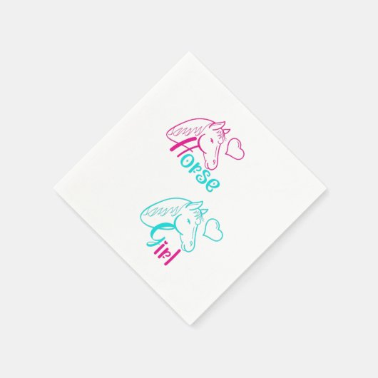 Pferdemädchen in Rosa und Türkis Serviette (Ecke)