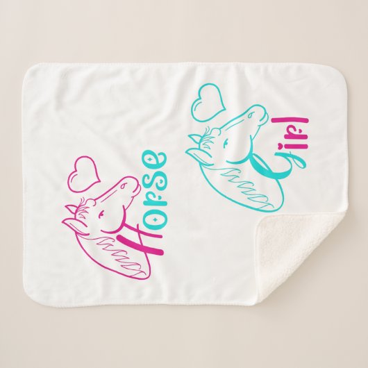 Pferdemädchen in Rosa und Türkis Sherpadecke (Vorderseite (Horizontal))