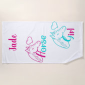 Pferdemädchen in Rosa und Türkis Strandtuch (Vorderseite)