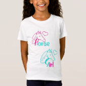 Pferdemädchen in Rosa und Türkis T-Shirt (Vorderseite)