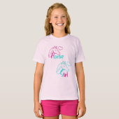 Pferdemädchen in Rosa und Türkis T-Shirt (Vorne ganz)
