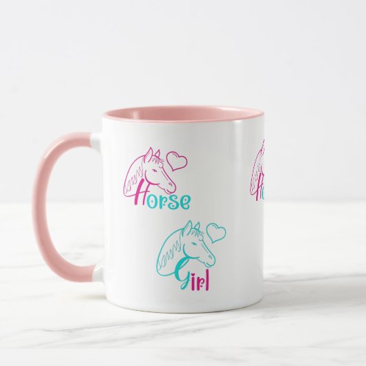 Pferdemädchen in Rosa und Türkis Tasse (Links)
