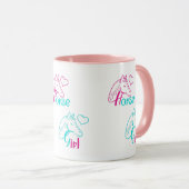Pferdemädchen in Rosa und Türkis Tasse (VorderseiteRechts)