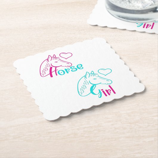 Pferdemädchen in Rosa und Türkis Untersetzer (angewinkelt)