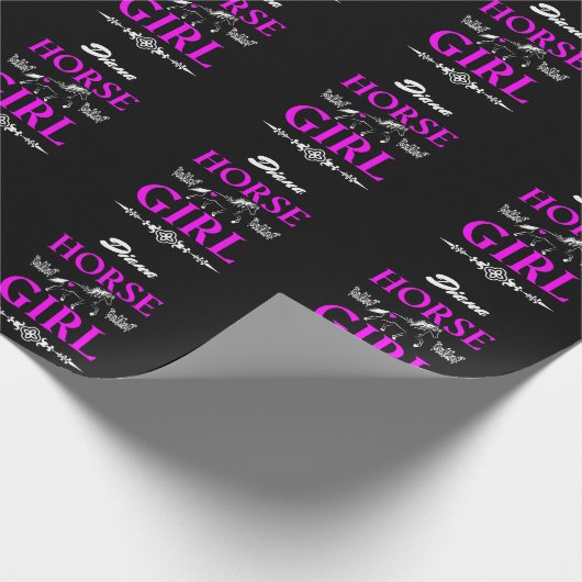 Pferdemädchen mit Namen Geschenkpapier (Ecke)