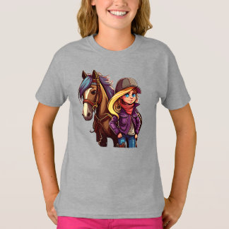 Pferdemädchen niedliches Pony T-Shirt