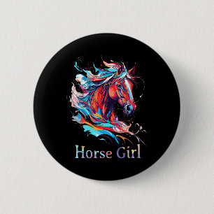 Pferdemädchen Reiterin Reiten Vintage Button