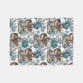 Pferdemädchen türkisfarbenes Muster Fleecedecke (Vorderseite (Horizontal))