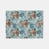 Pferdemädchen türkisfarbenes Muster Fleecedecke (Vorderseite (Horizontal))