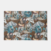 Pferdemädchen türkisfarbenes Muster Fußmatte (Vorderseite)