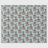 Pferdemädchen türkisfarbenes Muster Geschenkpapier (Flach)