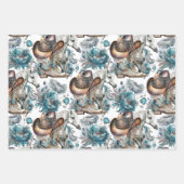 Pferdemädchen türkisfarbenes Muster Geschenkpapier Set (Vorderseite 3)